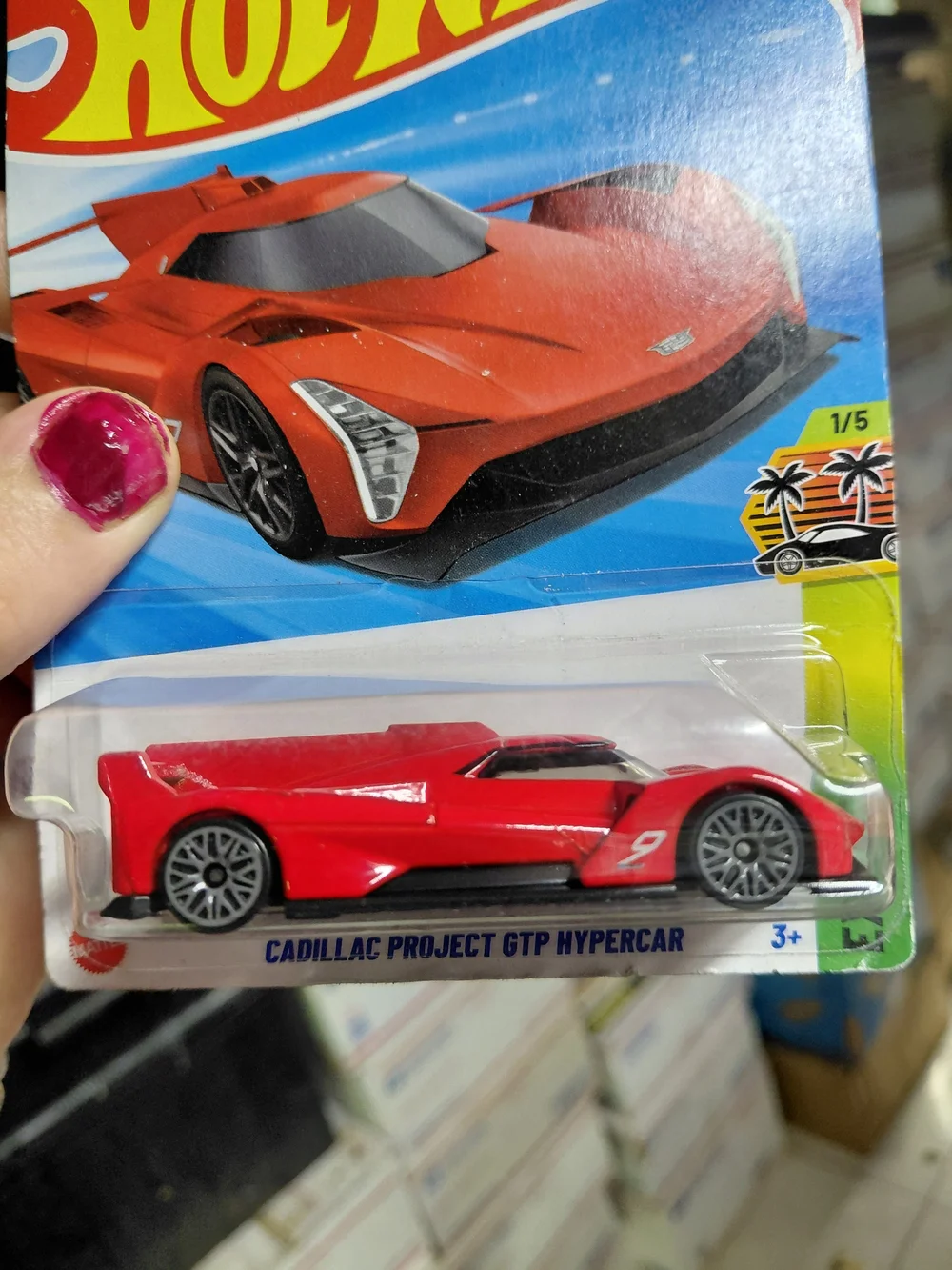 Hot Wheels 2025 HW Exotics red Cadillac Project GTP Hypercar diecast vehicle on